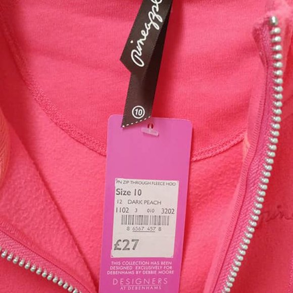 Dark Peach Fleece Zip Up Hoodie Sweater - Picture 3 of 4